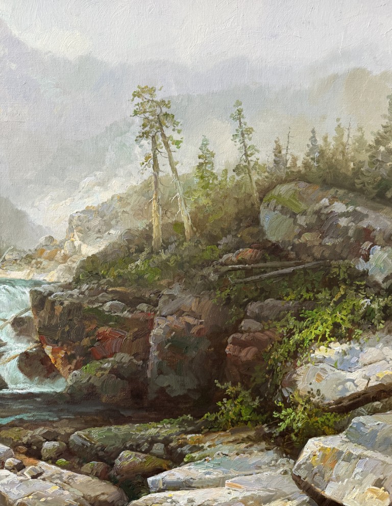 Large Original Tom Crandall River Landscape Oil on Canvas Large Original Tom Crandall River Landscape Oil on Canvas