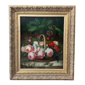 Original Floral Still Life Oil on Canvas Signed Clement