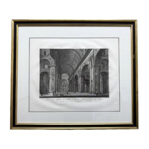 Antique Engraving of St. Peter’s Basilica by Giovanni Balzar after Piranesi