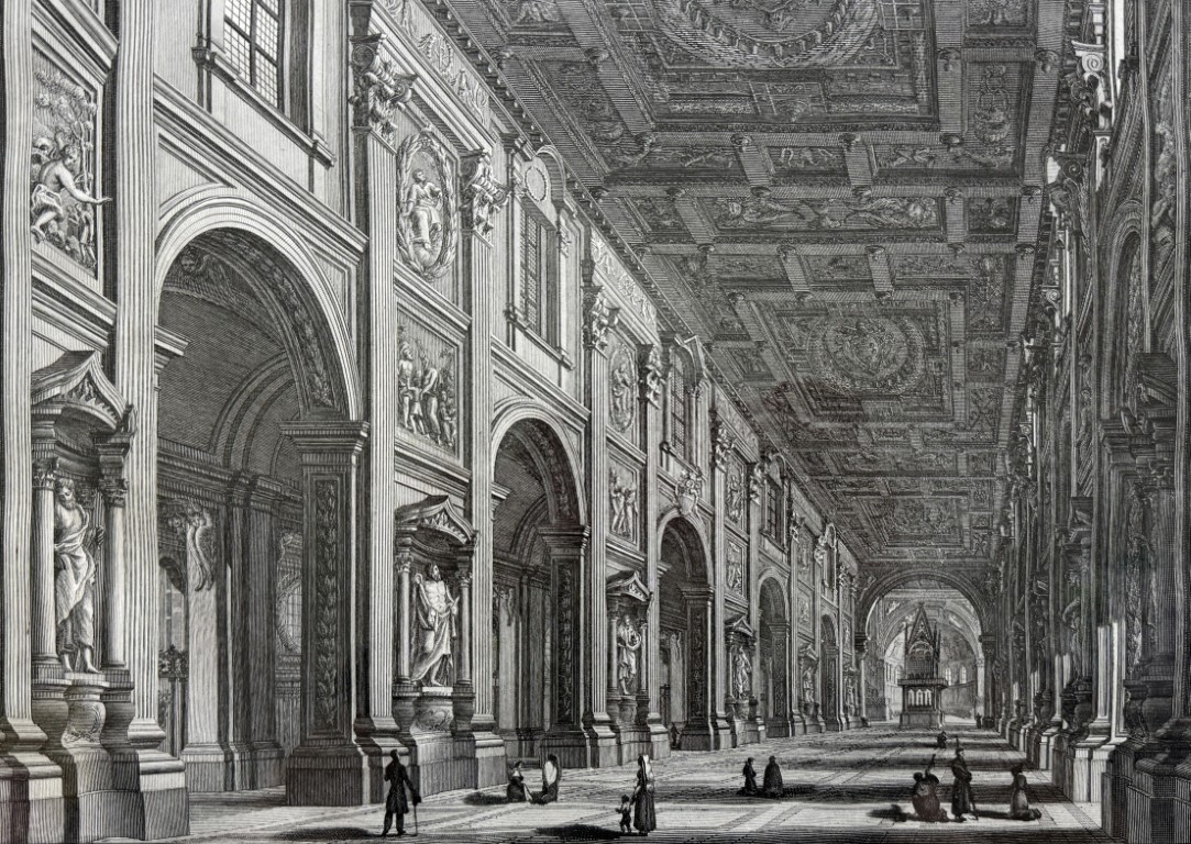Antique Etching of Basilica of St. John Lateran by Giovanni Balzar after Piranesi Antique Etching of Basilica of St. John Lateran by Giovanni Balzar after Piranesi