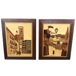 Pair of Italian Made Marquetry Inlaid Art
