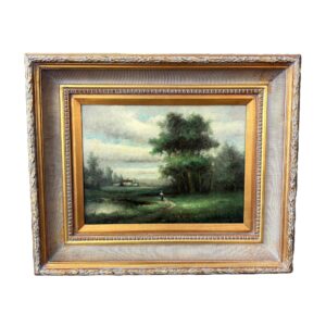 W. Eddie Signed Oil Painting of Figure in Countryside Landscape