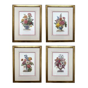 Set of 4 Giclees of Floral Arrangements in Regional Vases