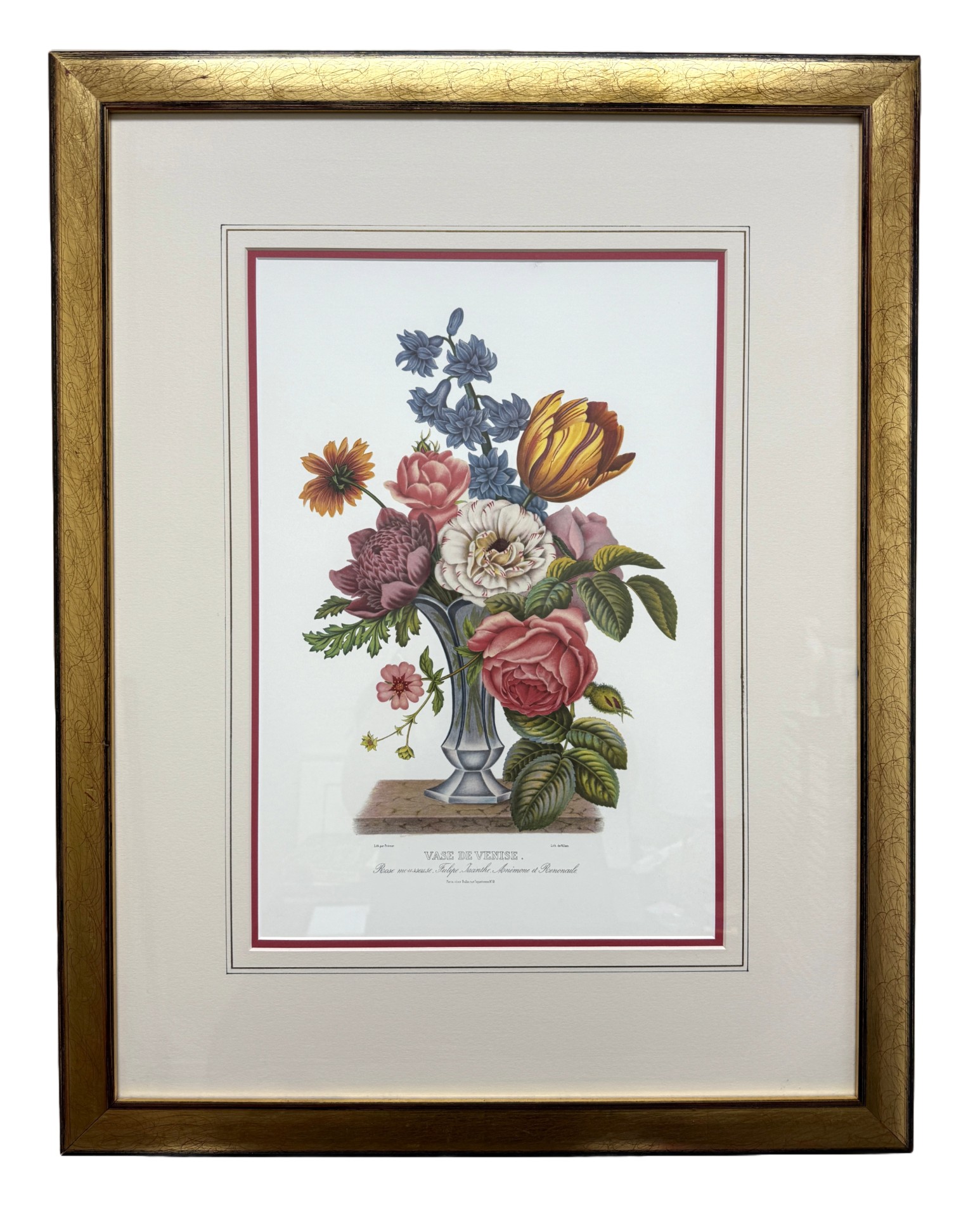 Set of 4 Giclees of Floral Arrangements in Regional Vases Set of 4 Giclees of Floral Arrangements in Regional Vases
