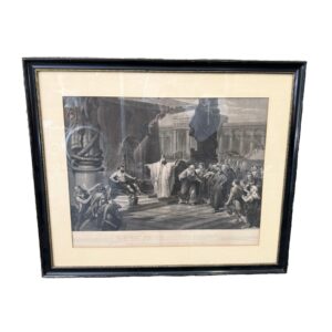 1876 Engraving of "The Iron Worker and King Solomon" by John Sartain after Christian Schuessele