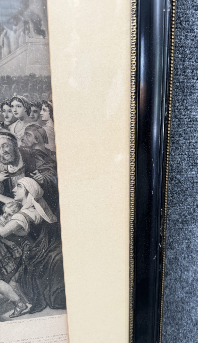 1876 Engraving of "The Iron Worker and King Solomon" by John Sartain after Christian Schuessele 1876 Engraving of "The Iron Worker and King Solomon" by John Sartain after Christian Schuessele