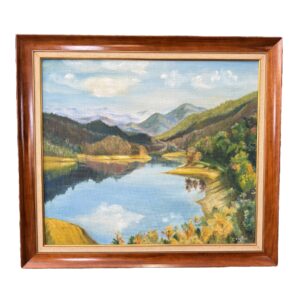 Mid-Century Oil on Board of NC Mountainous Landscape signed C. Kronk
