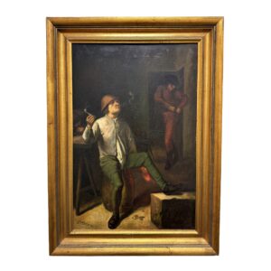 Early 1900's Oil on Canvas "The Smoker" Signed Santamaria