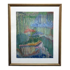 Original Colorful Floral Still Life in Oil Pastel