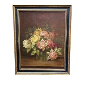 Original Oil on Canvas Still Life Painting of Roses with Personal Inscription