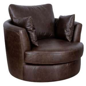 New Luke Leather Jodie Swivel Chair in Bomber Walnut