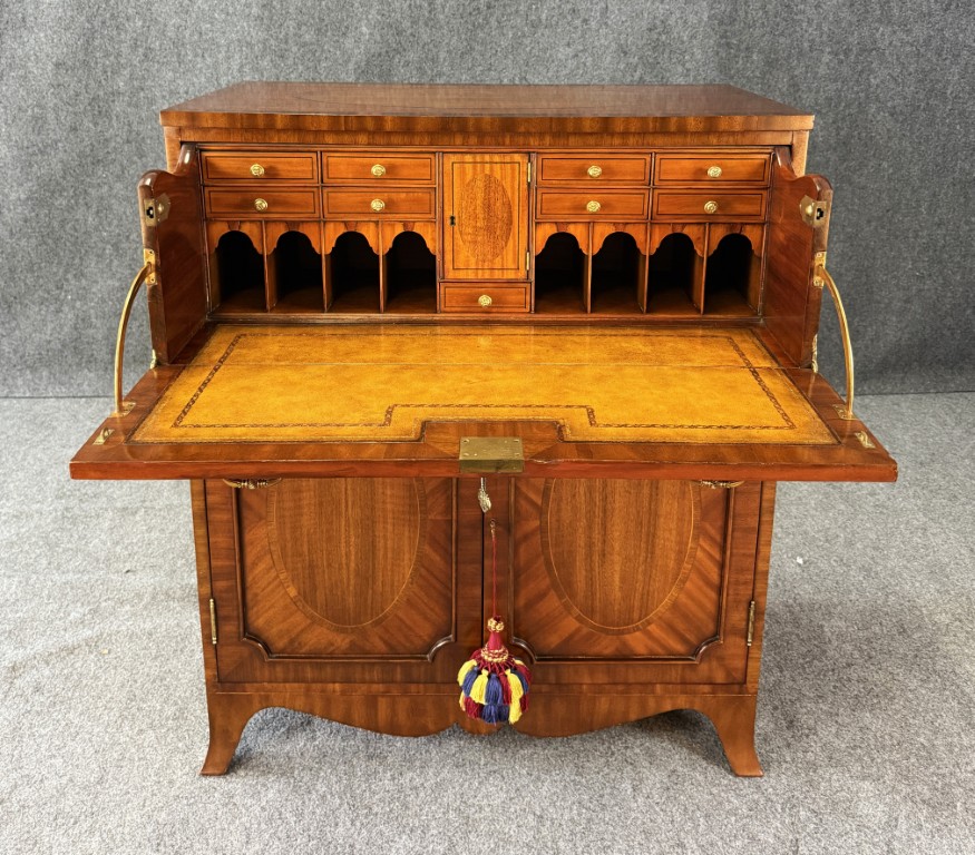 Maitland-Smith Inlaid Mahogany Secretary Desk Maitland-Smith Inlaid Mahogany Secretary Desk