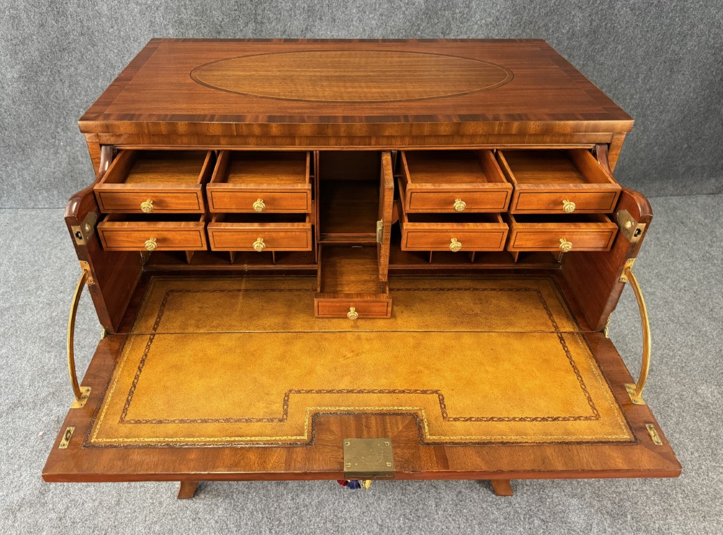 Maitland-Smith Inlaid Mahogany Secretary Desk Maitland-Smith Inlaid Mahogany Secretary Desk
