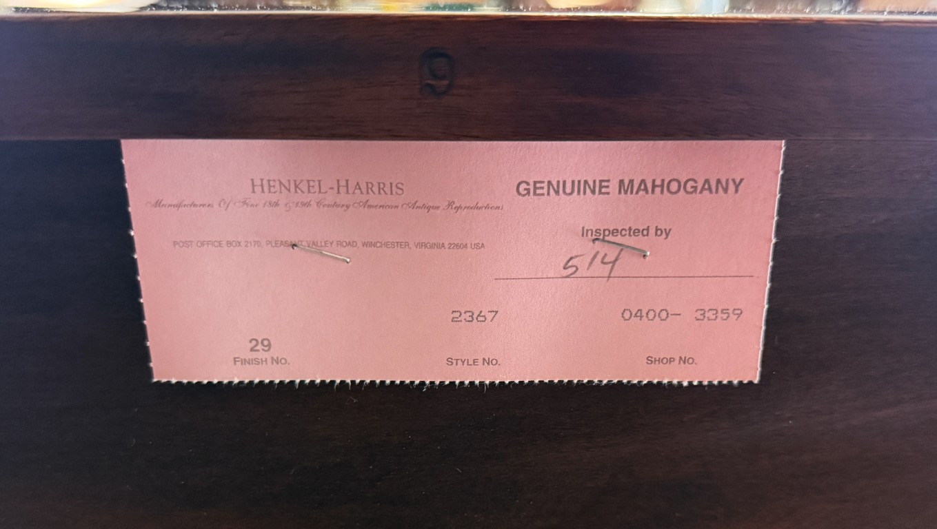 c2000 Henkel Harris Mahogany Inlaid Sideboard No. 2367 c2000 Henkel Harris Mahogany Inlaid Sideboard No. 2367