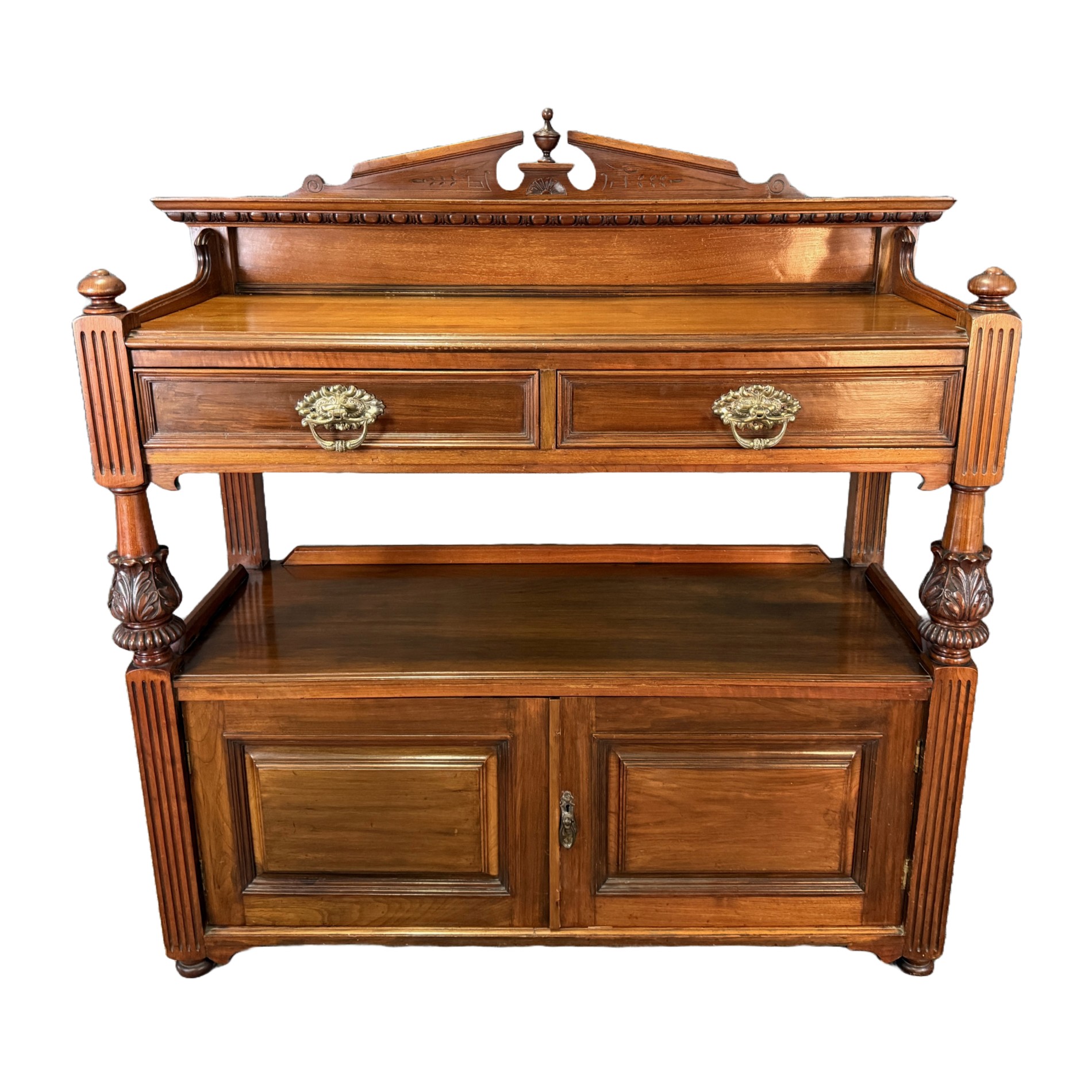 19th Century Solid Walnut Two Tier Server 19th Century Solid Walnut Two Tier Server