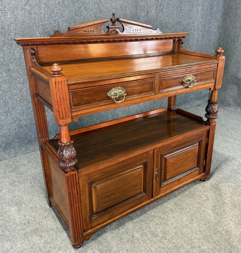 19th Century Solid Walnut Two Tier Server 19th Century Solid Walnut Two Tier Server