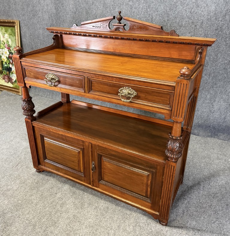 19th Century Solid Walnut Two Tier Server 19th Century Solid Walnut Two Tier Server