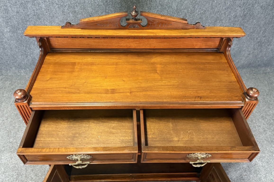 19th Century Solid Walnut Two Tier Server 19th Century Solid Walnut Two Tier Server