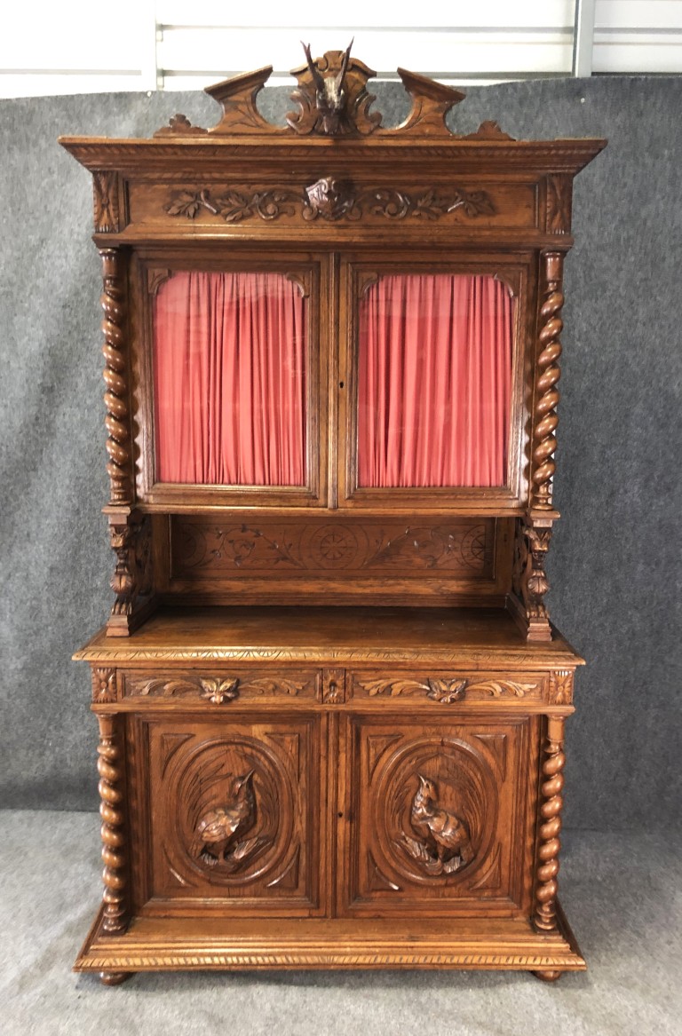19th Century Carved Oak Court Cupboard with Animal Motifs 19th Century Carved Oak Court Cupboard with Animal Motifs