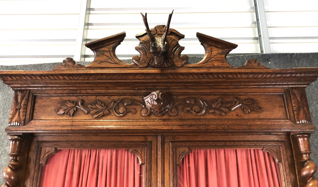 19th Century Carved Oak Court Cupboard with Animal Motifs 19th Century Carved Oak Court Cupboard with Animal Motifs