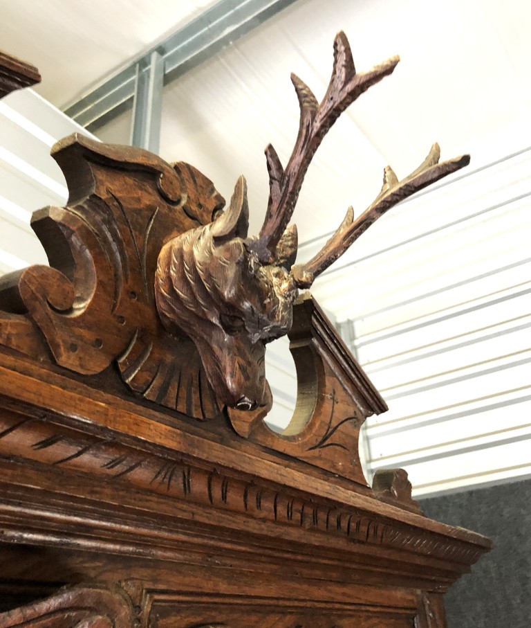 19th Century Carved Oak Court Cupboard with Animal Motifs 19th Century Carved Oak Court Cupboard with Animal Motifs