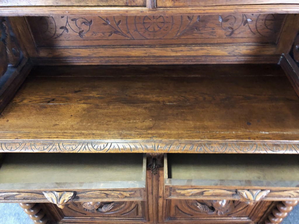 19th Century Carved Oak Court Cupboard with Animal Motifs 19th Century Carved Oak Court Cupboard with Animal Motifs