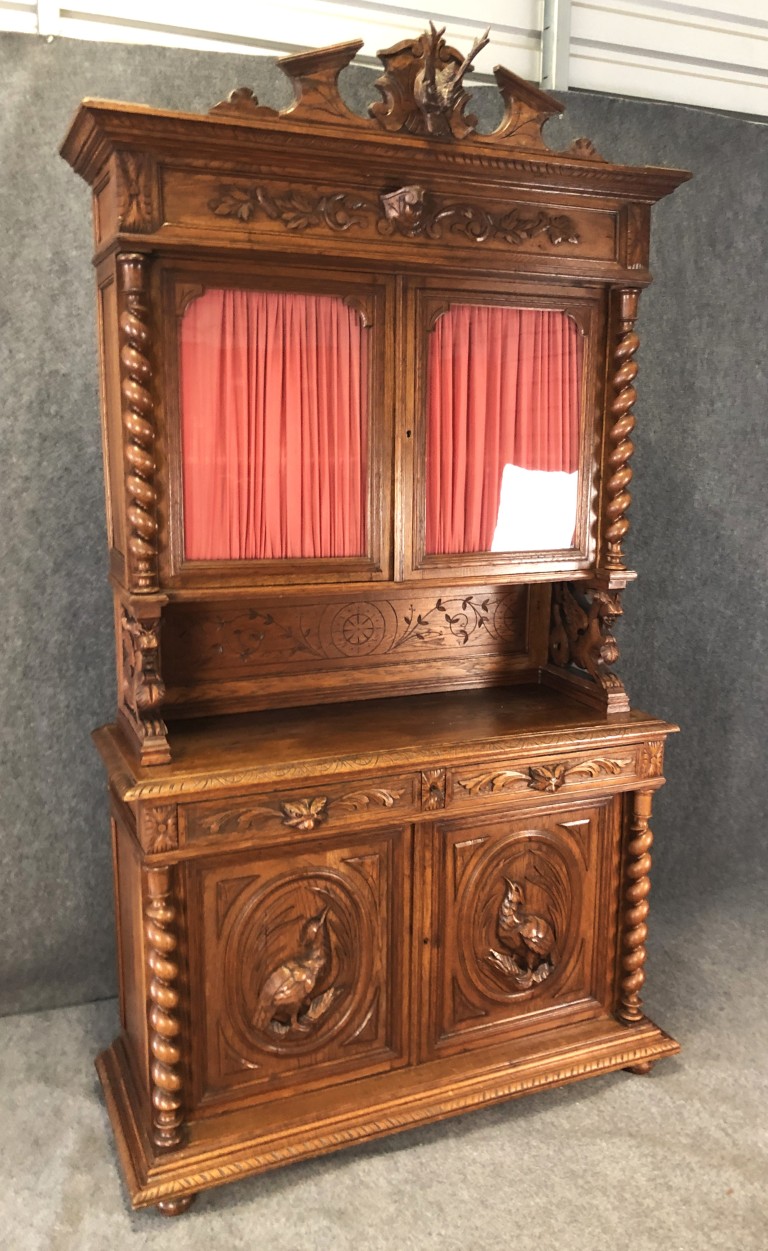 19th Century Carved Oak Court Cupboard with Animal Motifs 19th Century Carved Oak Court Cupboard with Animal Motifs