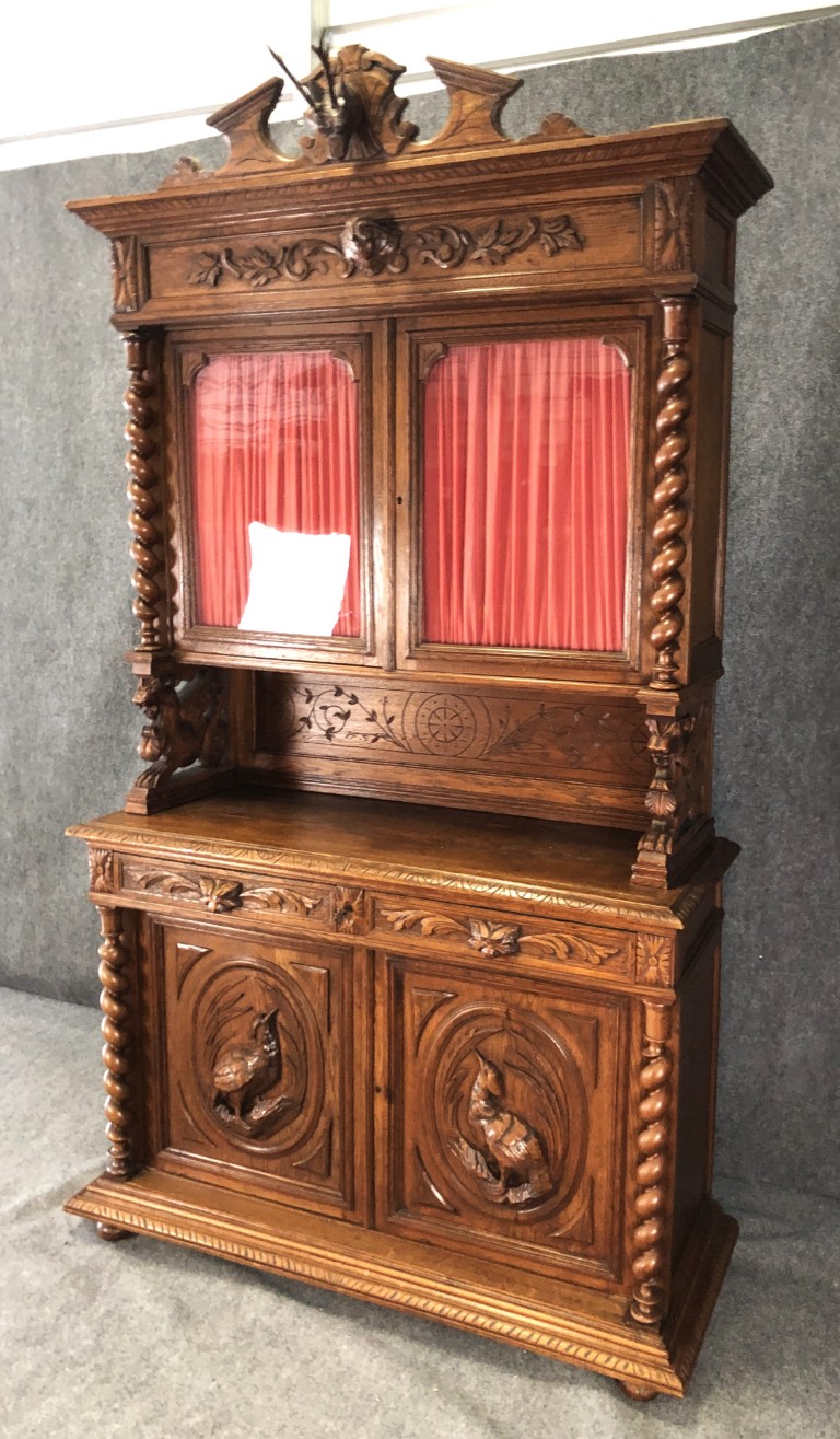 19th Century Carved Oak Court Cupboard with Animal Motifs 19th Century Carved Oak Court Cupboard with Animal Motifs