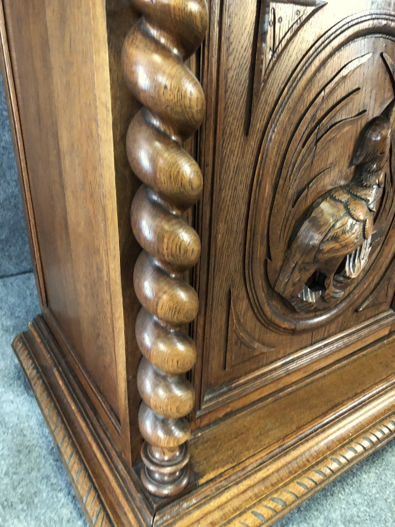 19th Century Carved Oak Court Cupboard with Animal Motifs 19th Century Carved Oak Court Cupboard with Animal Motifs