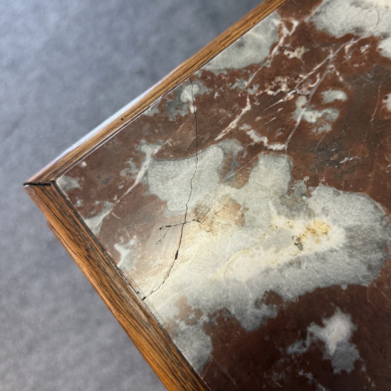 19th Century Heavily Carved Oak Petite Cabinet with Marble Top 19th Century Heavily Carved Oak Petite Cabinet with Marble Top