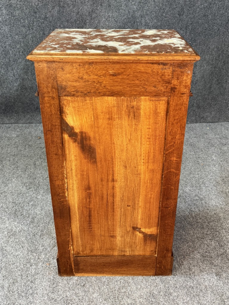 19th Century Heavily Carved Oak Petite Cabinet with Marble Top 19th Century Heavily Carved Oak Petite Cabinet with Marble Top