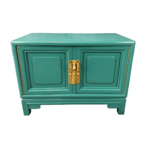 Turquoise Lacquered 2-Door Chinese Chippendale Chest