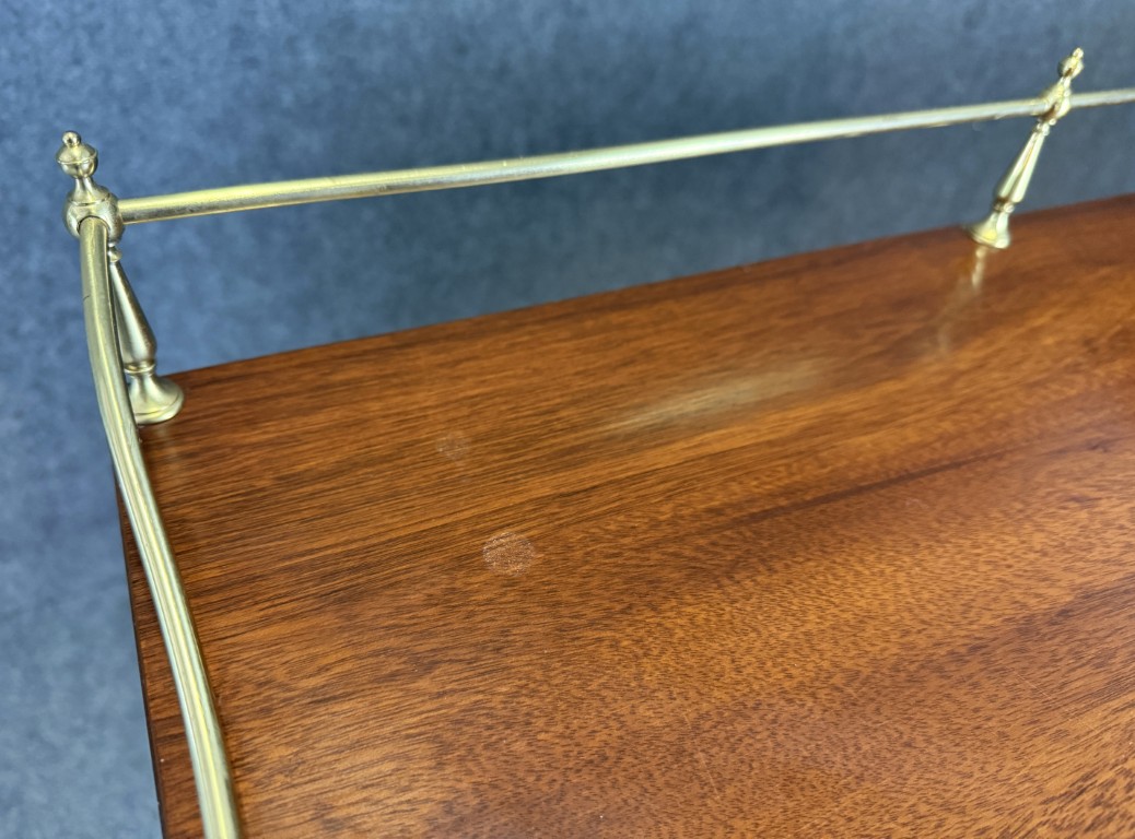 Henkel Harris Flamed Mahogany Sideboard with Brass Gallery No. 2356 Henkel Harris Flamed Mahogany Sideboard with Brass Gallery No. 2356