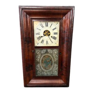 Early 1900s Smith & Goodrich Functional Mantel Clock with Painted Florals