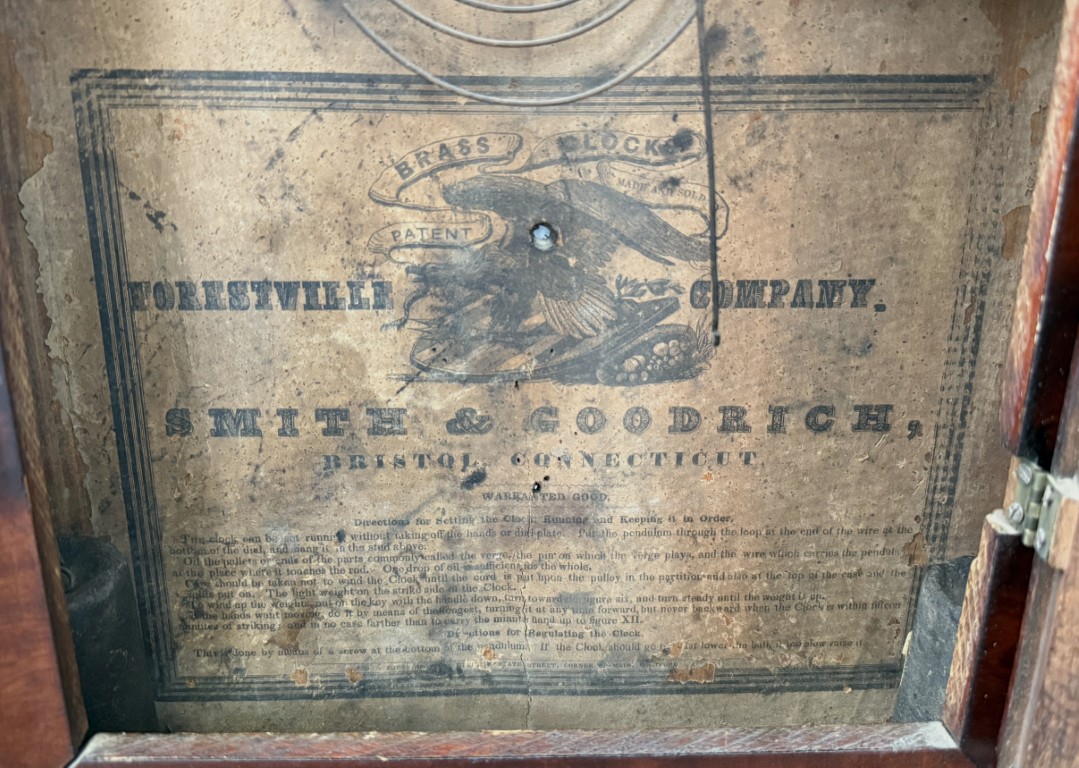 Early 1900s Smith & Goodrich Functional Mantel Clock with Painted Florals Early 1900s Smith & Goodrich Functional Mantel Clock with Painted Florals