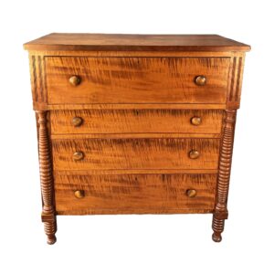 19th Century Cherry and Maple Turned Leg Chest