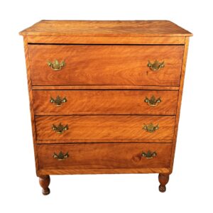 19th Century Four-Drawer Chest of Drawers with Figured Grain