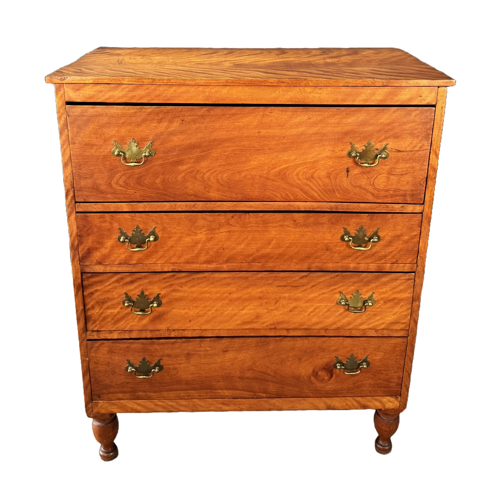 19th Century Four-Drawer Chest of Drawers with Figured Grain