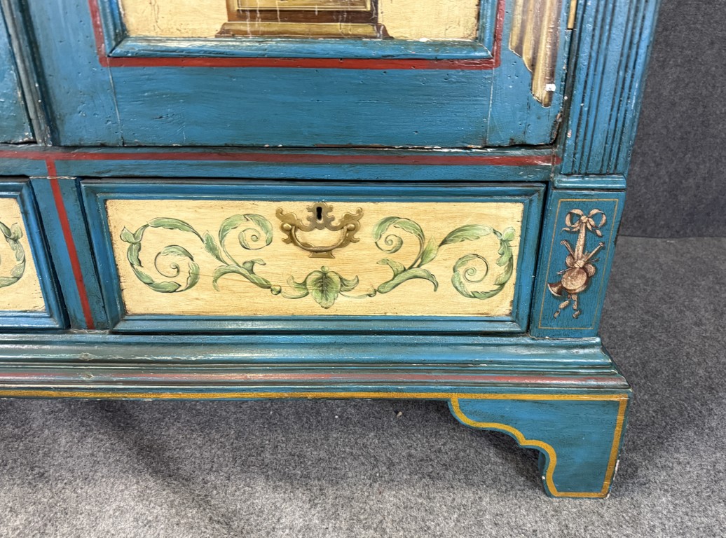 18th Century Hand-Painted Blue Pine Wardrobe 18th Century Hand-Painted Blue Pine Wardrobe