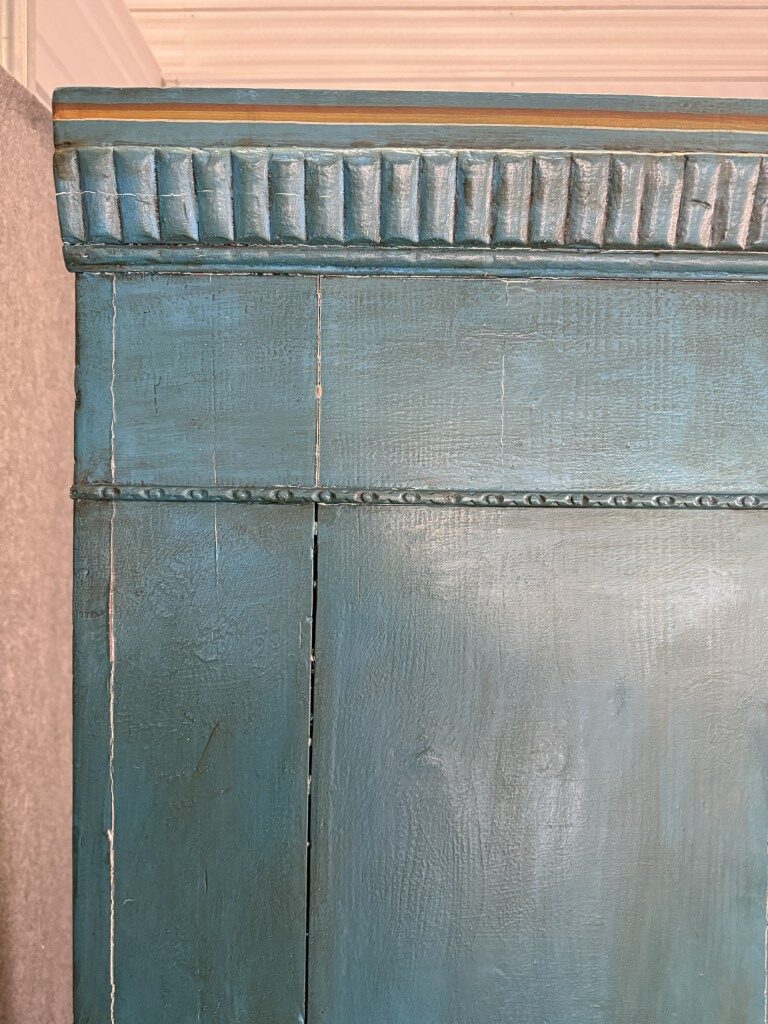 18th Century Hand-Painted Blue Pine Wardrobe 18th Century Hand-Painted Blue Pine Wardrobe