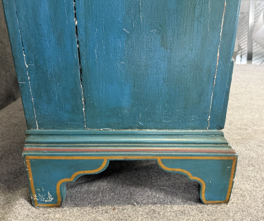 18th Century Hand-Painted Blue Pine Wardrobe 18th Century Hand-Painted Blue Pine Wardrobe