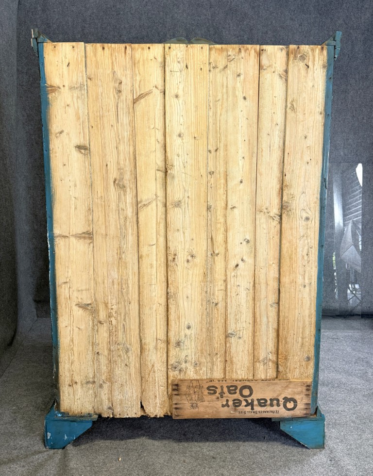 18th Century Hand-Painted Blue Pine Wardrobe 18th Century Hand-Painted Blue Pine Wardrobe