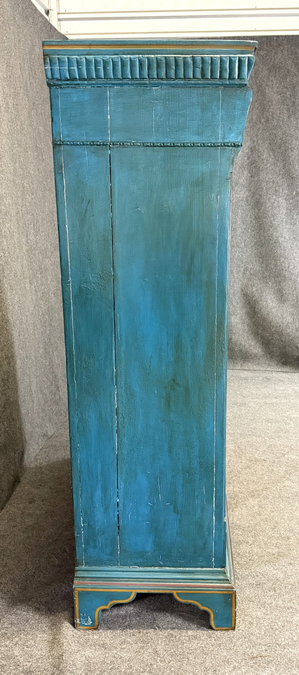 18th Century Hand-Painted Blue Pine Wardrobe 18th Century Hand-Painted Blue Pine Wardrobe
