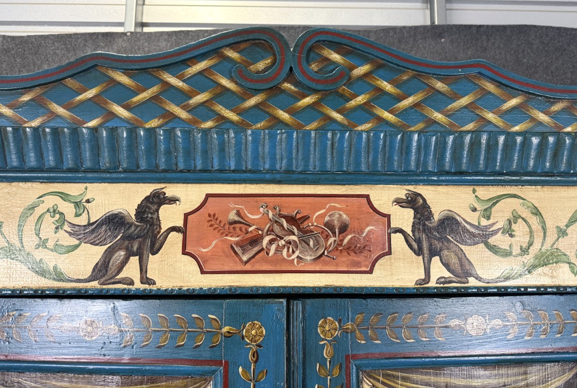 18th Century Hand-Painted Blue Pine Wardrobe 18th Century Hand-Painted Blue Pine Wardrobe