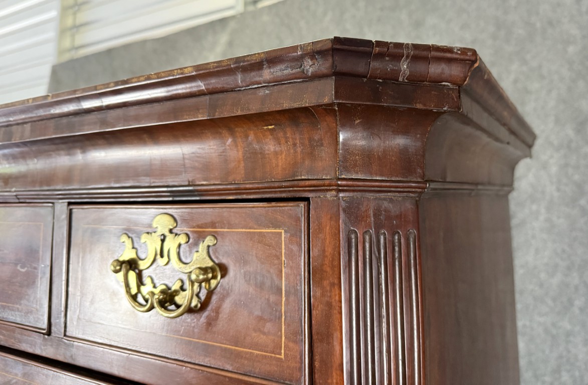 18th Century Inlaid Mahogany Chippendale Chest on Chest 18th Century Inlaid Mahogany Chippendale Chest on Chest