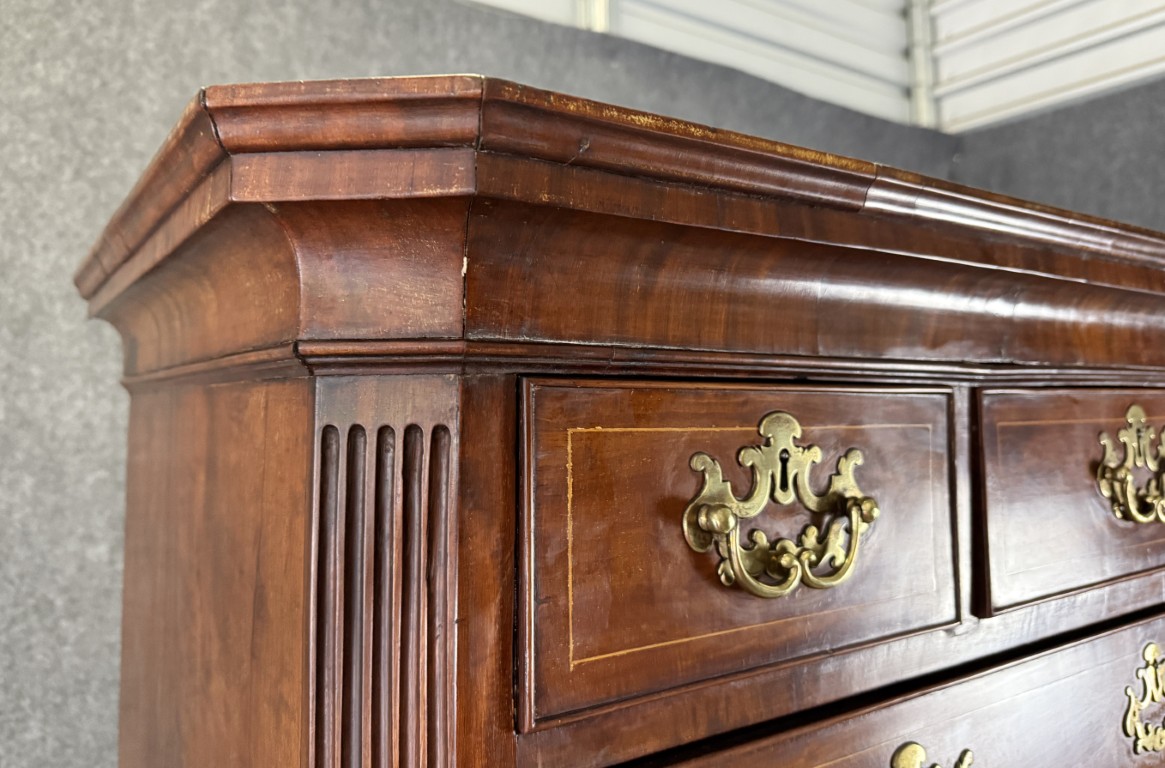 18th Century Inlaid Mahogany Chippendale Chest on Chest 18th Century Inlaid Mahogany Chippendale Chest on Chest