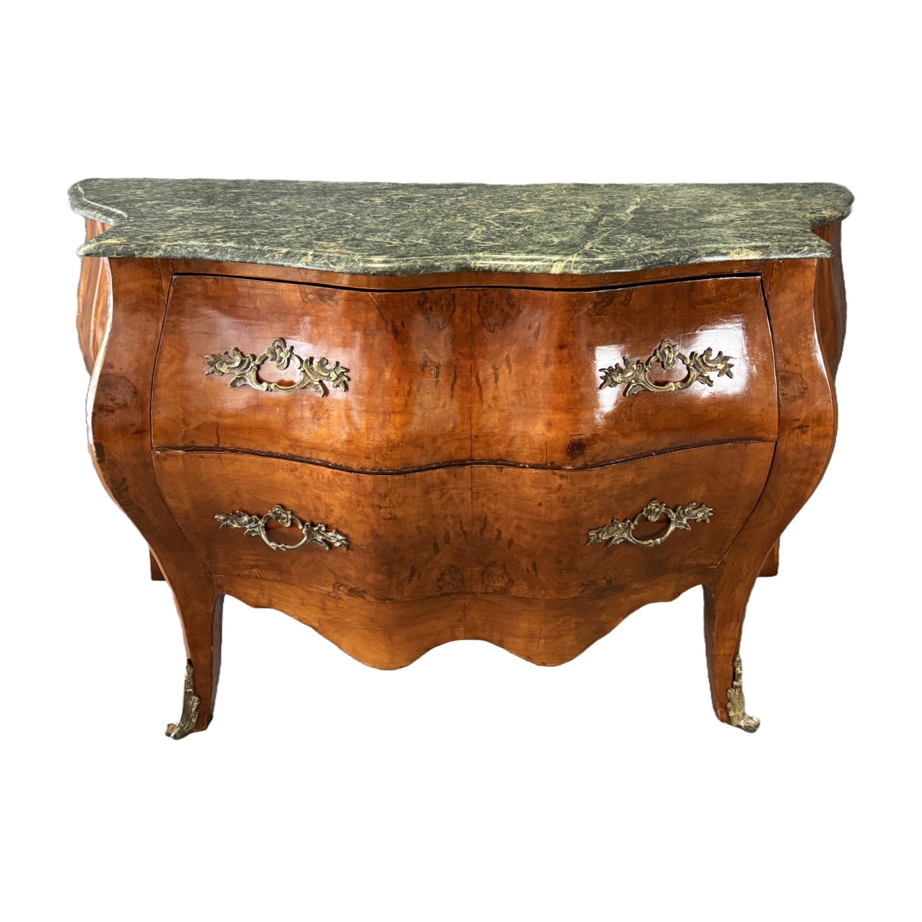 Large French Kettle Form Chest with Green Marble Top