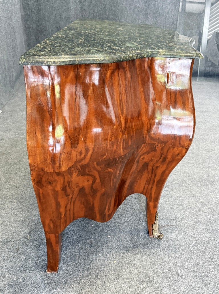 Large French Kettle Form Chest with Green Marble Top Large French Kettle Form Chest with Green Marble Top