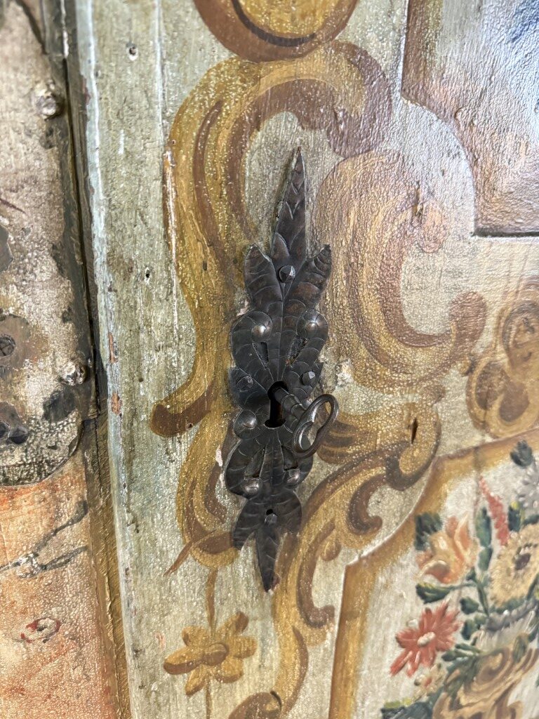 18th Century Hand-Painted Faux-Marble Pine Armoire 18th Century Hand-Painted Faux-Marble Pine Armoire