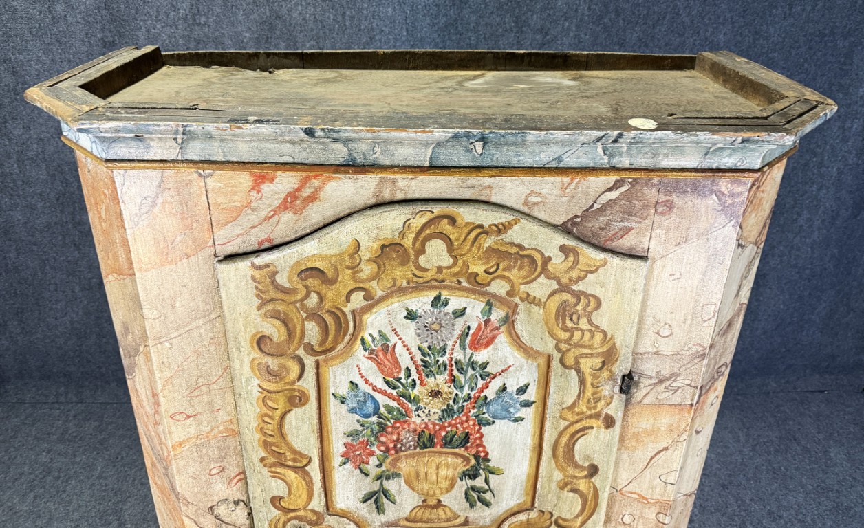 18th Century Hand-Painted Faux-Marble Pine Armoire 18th Century Hand-Painted Faux-Marble Pine Armoire
